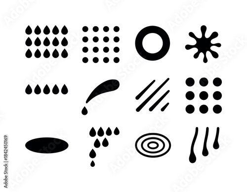 Moisture Icon Collection. Moisture Patterns. Solid icon set of M