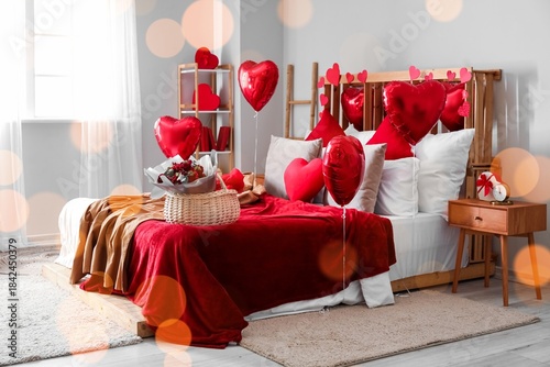 Interior of light bedroom d...