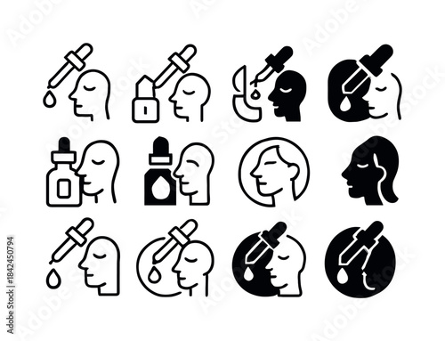 Skincare Icon Set. trying skincare products. Icon set. Set Logo