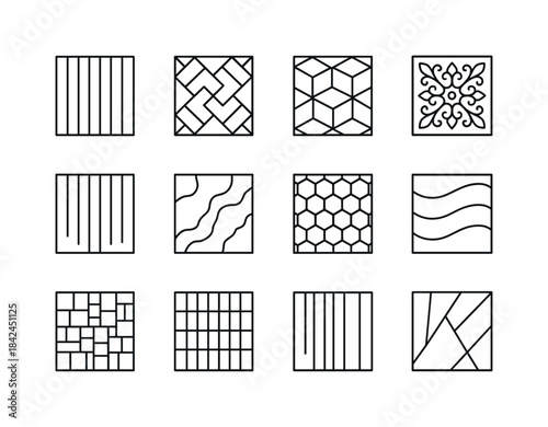 Decorative Wall Icons. Decorative Wall Panel. Line icon set of D