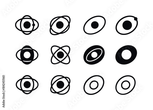 Orbit Logo Variations. Orbit. Icon set. Set Logo of Orbit: solar