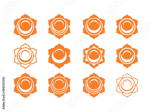 Chakra Symbol Variations. energy flow in human body (chakra repr
