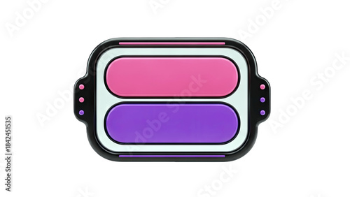Abstract Battery Icon with Pink and Purple Sections on White Background