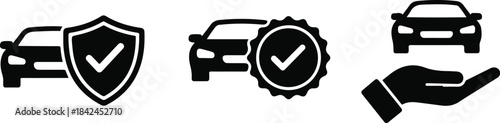 Car insurance and service icons set isolated on transparent background