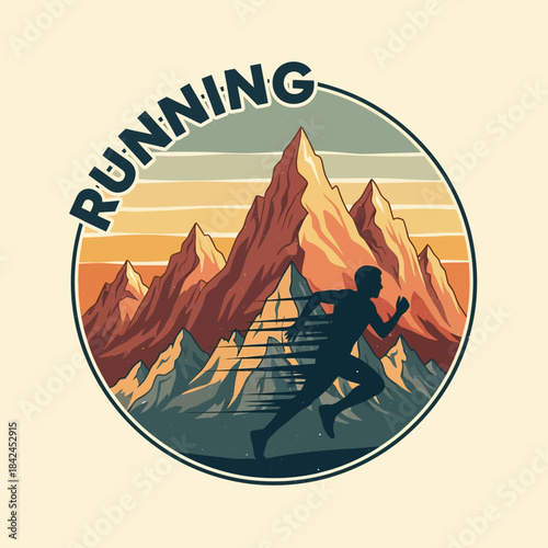 Dynamic mountain trail running icon capturing energy and outdoor adventure