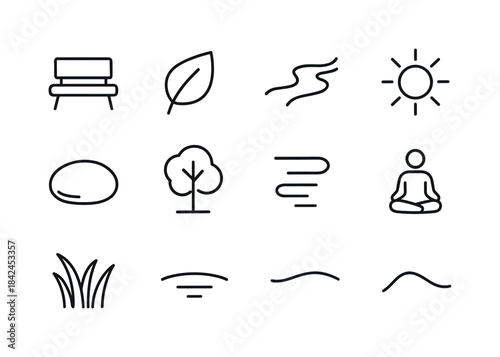 Tranquil Glade Icons. Tranquil Glade. Line icon set of Tranquil