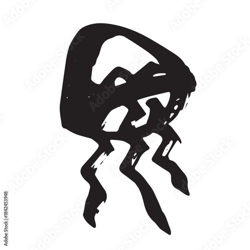 Hand drawn jellyfish doodle Sea animal illustration Cute marine underwater creature Medusa sketch clipart Single element for web, design, decor, children's print