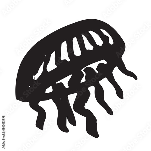 Hand drawn jellyfish doodle Sea animal illustration Cute marine underwater creature Medusa sketch clipart Single element for web, design, decor, children's print