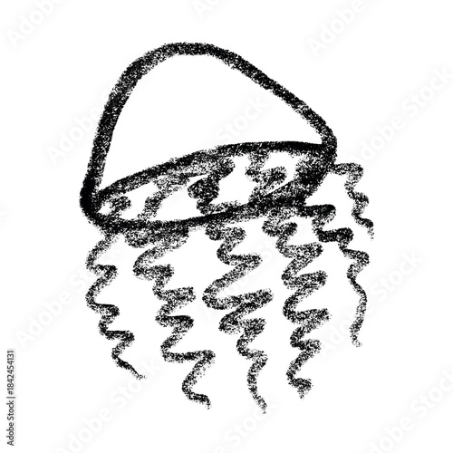 Hand drawn jellyfish doodle Sea animal illustration Cute marine underwater creature Medusa sketch clipart Single element for web, design, decor, children's print