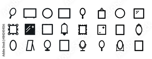 Variety of mirror icons: handheld, wall, decorative, oval, recta