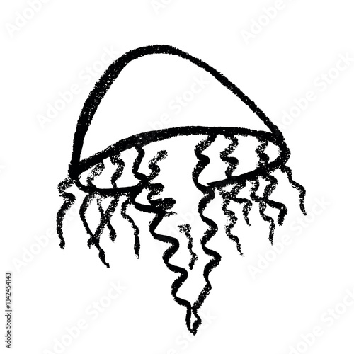 Hand drawn jellyfish doodle Sea animal illustration Cute marine underwater creature Medusa sketch clipart Single element for web, design, decor, children's print