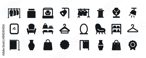 Home and fashion icons collection: clothes, furniture, decor, sh