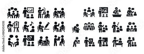 Diverse set of educational and teamwork icons