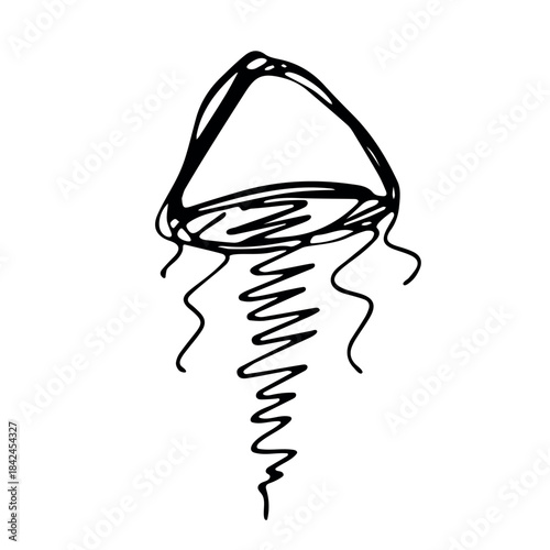 Hand drawn jellyfish doodle Sea animal illustration Cute marine underwater creature Medusa sketch clipart Single element for web, design, decor, children's print