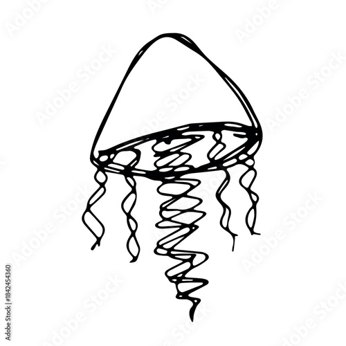 Hand drawn jellyfish doodle Sea animal illustration Cute marine underwater creature Medusa sketch clipart Single element for web, design, decor, children's print