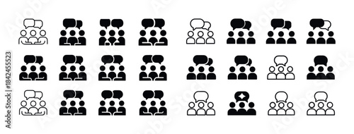 Collection of conversation icons in various styles and shapes