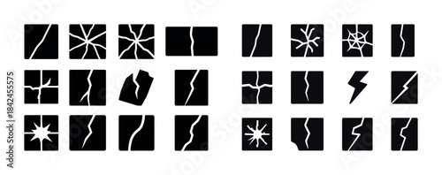 Various cracked texture set: collection of broken and shattered