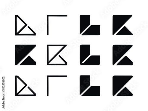 Reflective Mirror Icons. mirror corner. Icon set. Set Logo of mi