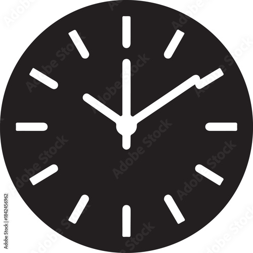 A simple black and white analog clock icon illustrating time measurement and scheduling
