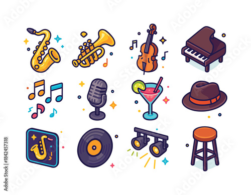 Golden Sax Icon Set. Golden sax. Colorful isometric vector icons