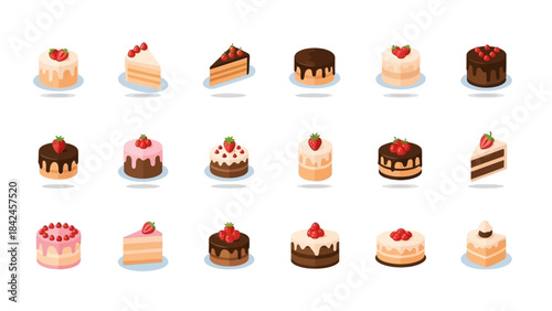 Delicious Cake with Berries and Decorative Topping on White Background