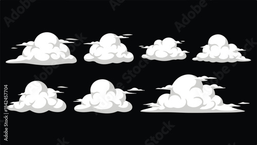 Vector clouds collection cartoon style with various shapes