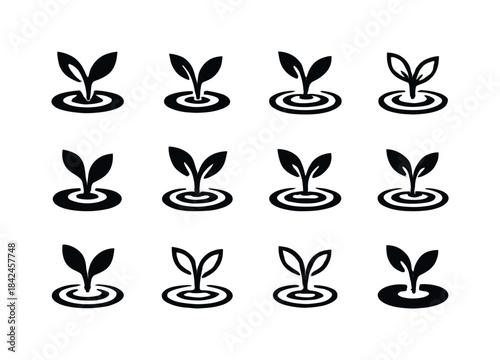 Wetland Logo Collection. preserving wetlands. Icon set. Set Logo