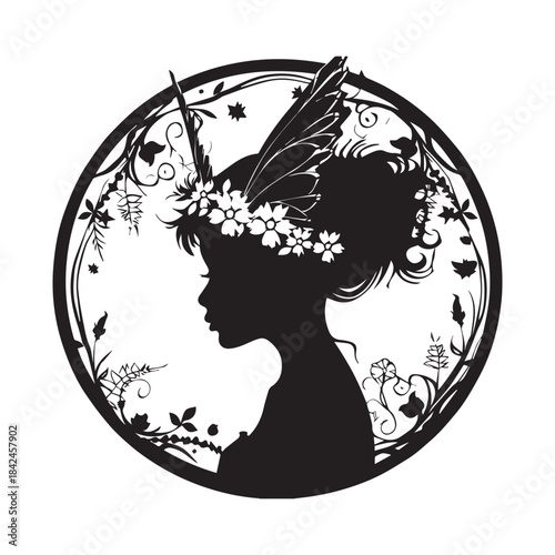 vector illustration of a silhouette of a fairy