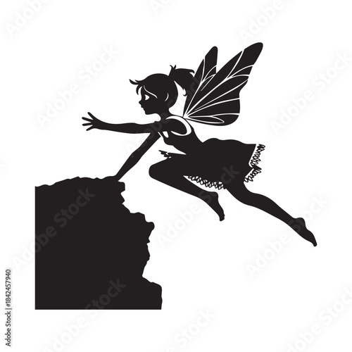 silhouette of a witch with broom fairy