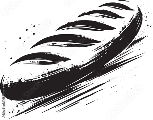 Minimalist Sumi-e Depiction of a Baguette with Brush Stroke Text