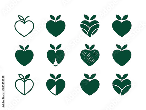 Healthy Eating Icons. Healthy Eating. Icon set. Set Logo of heal