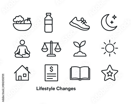 Lifestyle Icon Set. Lifestyle Changes. Line icon set of Lifestyl