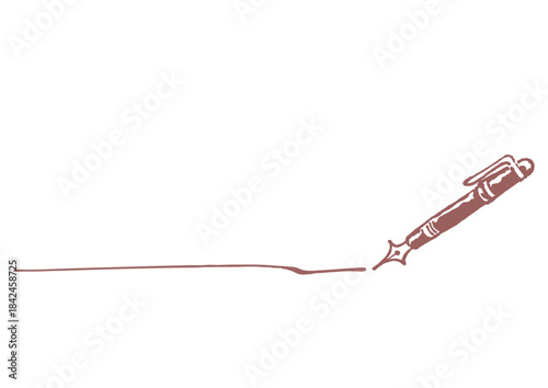 万年筆とラフに引かれたラインのイラスト