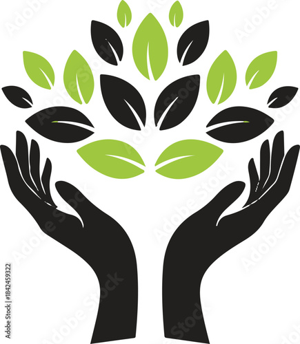 Green eco friendly icon isolated on transparent background, vector