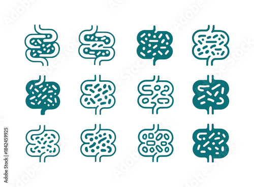 Human Microbiome Logo Set. The exploration of the human microbio