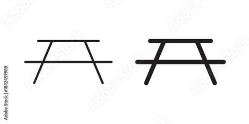 Camping table icons on white background. Line vector sign, symbol for web and mobile