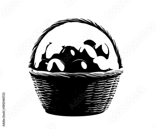 Happy Easter: Rainbow Colorful Eggs Woven Basket | Clean, isolated vector art for creative projects.