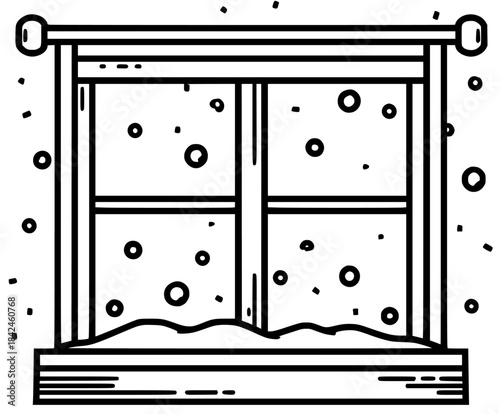 Silent, Snowy Solitude - Window Blizzard | Clean, isolated vector art for creative projects.