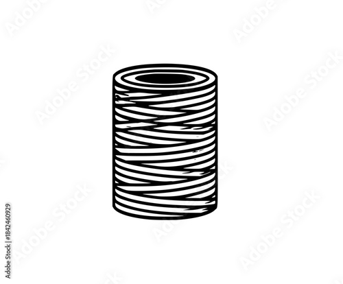 Black White Roll Yarn | Clean, isolated vector art for creative projects.