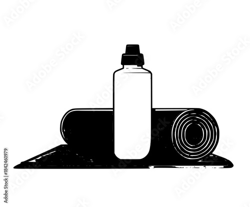 Zen Yoga Mat, Hydration Ready | Clean, isolated vector art for creative projects.