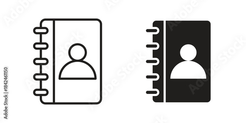 Contact book icons on white background. Line vector sign, symbol for web and mobile