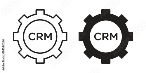 CRM icons on white background. Line vector sign, symbol for web and mobile