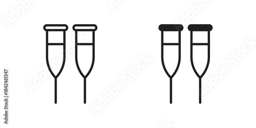 Crutch icons on white background. Line vector sign, symbol for web and mobile