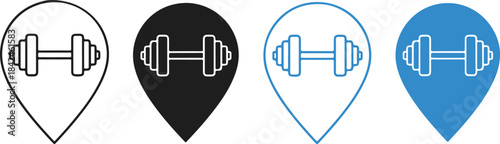 Dumbbell in map pointer icon fitness gym workout symbol