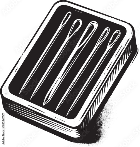 Monochrome Sewing Needles Stacked in a Container, Crafting Equip
