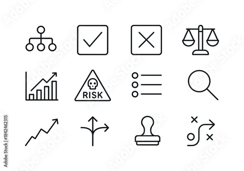 Leadership Icon Set. Leadership decision making. Line icon set o