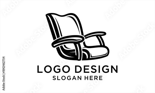 Vintage Armchair Logo Design Illustration.