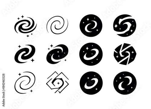 Night Sky Icon Set. night sky. Icon set. Set Logo of night sky: