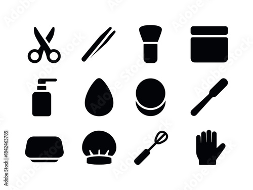 Beauty Tools Icons. Beauty tools. Solid icon set of Beauty tools