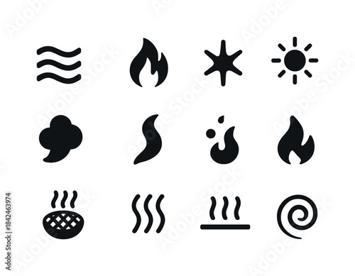 Heat Icon Collection. Heat icons. Solid icon set of heat icons: